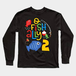 Kids Ofish Ally Two Birthday Decorations Year Old 2nd Bday Long Sleeve T-Shirt